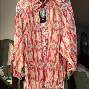 GiGio Red and Blue Diamond Pattern Shirt